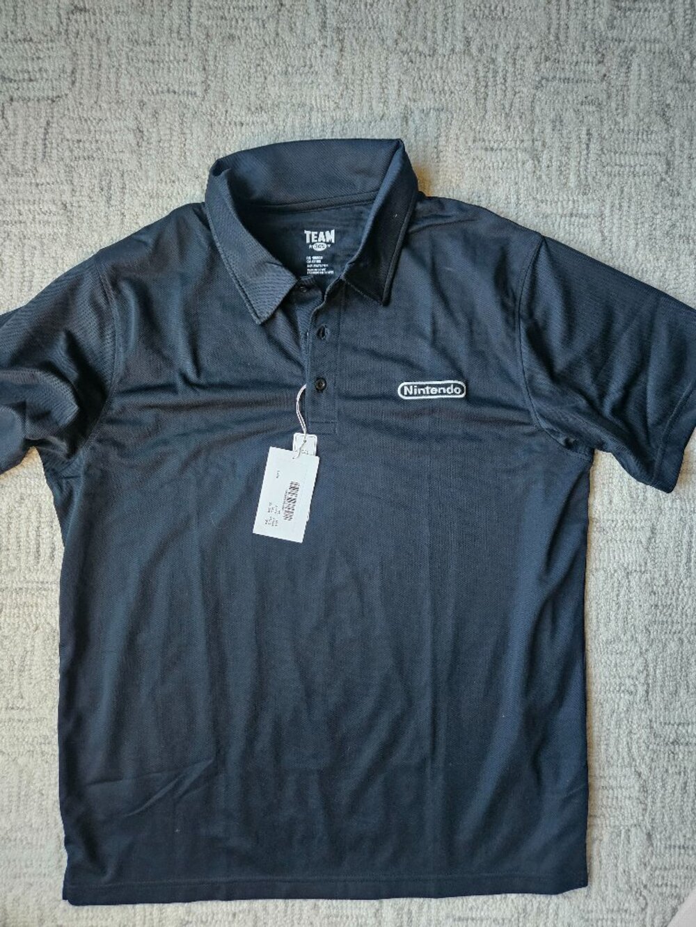 NWT Nintendo Promo Polo Shirt Mens Large Black Embroidered Logo Team 365 Golf